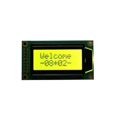 Positieve 0802 Tekens LCD-displaymodule STN Geel/groen Monochroom