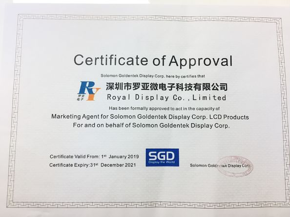 China Royal Display Co.,Limited Certificaten