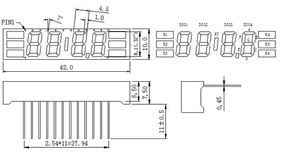 Aangepast 4 Cijfer 7 Segmentvertoning 0.32inch TF/FM Rode Kleur voor Radiomp3-Speler