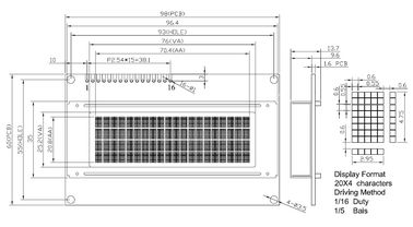Periodieke Lcd Vertoningsmodule, 20x4-Karakterlcd Vertonings Hoge Betrouwbaarheid