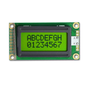Positieve 0802 Tekens LCD-displaymodule STN Geel/groen Monochroom