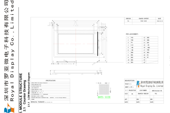 240*128 STN Blauwe LCD-module negatief met RA6963 scherm