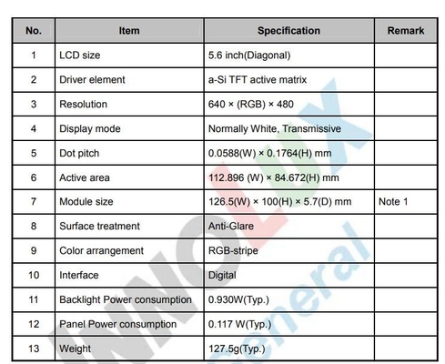 Innolux 5,6 inch TFT LCD-module 640*RGB*480 digitaal scherm AT056TN52
