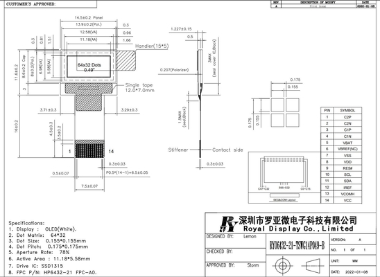 0.49 inch OLED Display LCD-module 64 * 32 met SSD1315 Monochroom