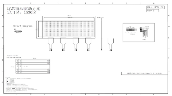 12.3 inch LCD/LED-module AM Lokale dimming Op maat gemaakt 64*24 Dam constructie