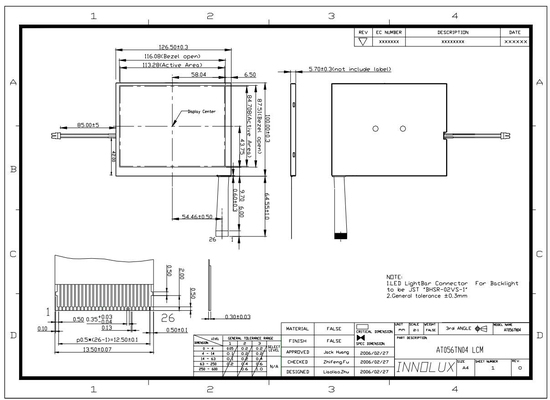 5.6 inch Innolux TFT LCD-paneel 320*234 RGB At056tn04 Analoog touchscreen