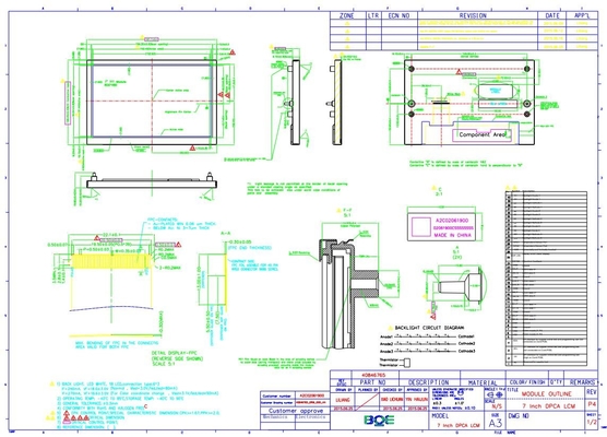7 inch TFT LCD-module 800*480 RGB Boe AV070wvm-Nc1 LCD-displaypaneel