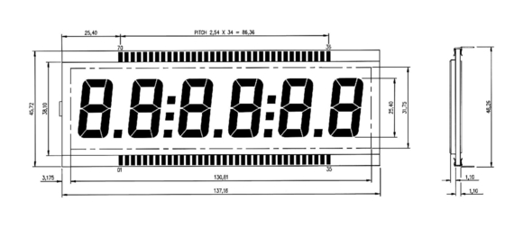 DE156-TU TN LCD-module -40 tot +90 graden vervanging groot formaat monochroom transflectioneel