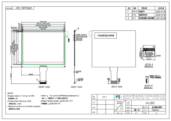 4.2'' Am EPD LCD-module 400*300 TFT Array I2c Interface voor ESL