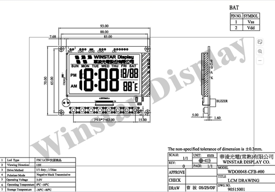 FSC-LCD-module aanpasbaar 12H negatief zwart Transmisief veld sequentieel kleur Winstar