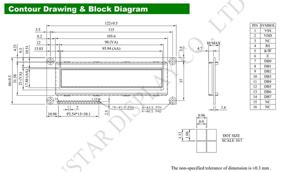 OLED-LCD-module 3.84'' 100*16 Graphic Super Wide Temperature 5.0v Winstar Vervang