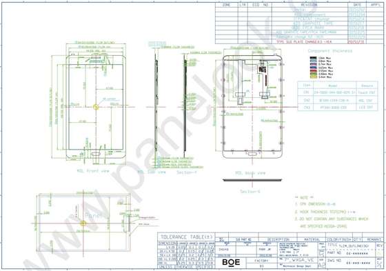 7' TFT LCD-module 1280*800 RGB BOE TV070WXM-TS0 MIPI 39 pins FPC breed temperatuur