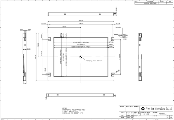 8' TFT LCD PD080SL1 PVI 800*600 RGB CCFL Display Industrial Touch Wide Temperature