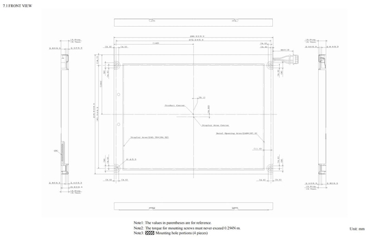 12.1'' TFT LCD-module 1024*768 RGB NEC 600:1 LVDS Interface Industrial Display