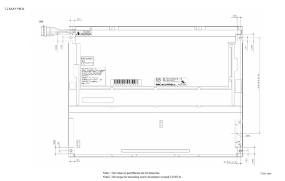 12.1'' TFT LCD-module 1024*768 RGB NEC 600:1 LVDS Interface Industrial Display