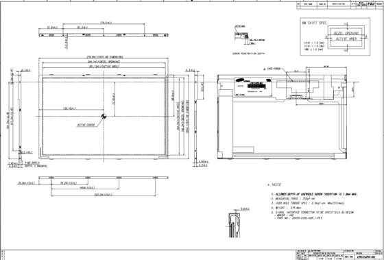 12.1'' Industrial TFT LCD 1280*800 RGB Samsung Monitor Display LTN121AP05-302 Hoge Contrast