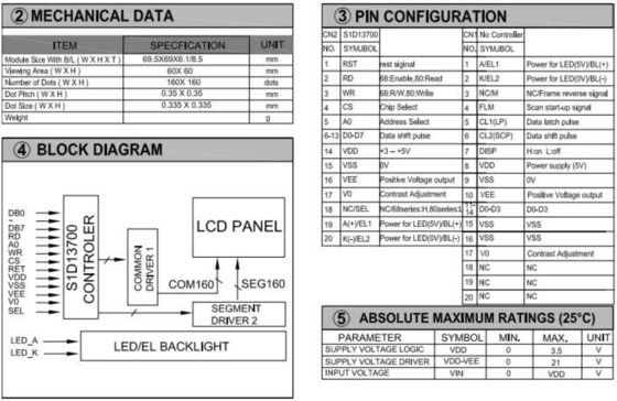 160*160 Grafische LCD-module FSTN 6H Transflectioneel 60*60 mm vierkant industrieel display met achtergrondverlichting