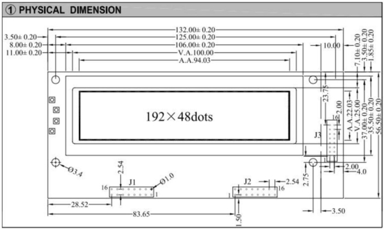 192*48 Grafische LCD-module met achtergrondverlichting AT0107 6H 12H breedtemperatuur industrieel display