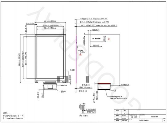 4.0'' 400*600 full color reflectief standaard e-papier display