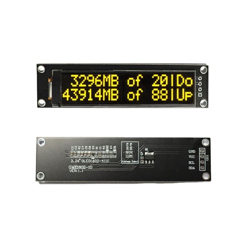 2.26“ OLED-Vertoningsmodule met 16x2-Resolutie 2.26 Duim 1602 Zwart-wit OLED
