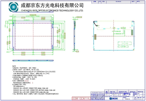 12.1 inch TFT LCD-paneel Boe 800*600 RGB 800: 1 BA121S01-100 Extreme weerontwerp