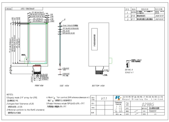 2.9'' EPD Display E-Paper Module 128*296 Ultra Wide View Bi-Stable SPI Interface aanpasbaar