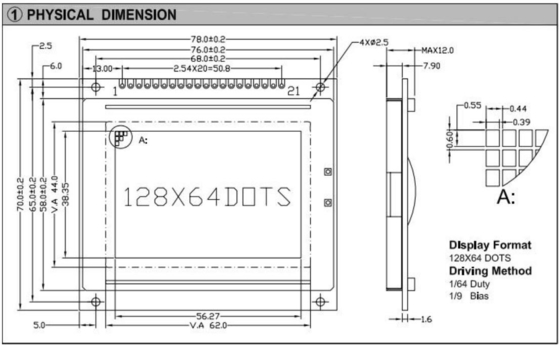 128*64 Grafische LCD-module STN T6963C met achtergrondverlichting Industrieel scherm Monochroom aanpasbaar