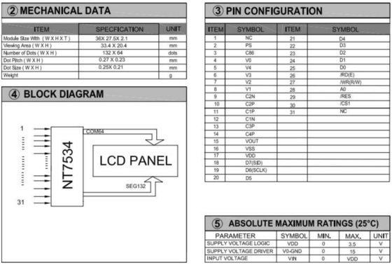 132*64 Grafische LCD-module FSTN NT7534 FPC-connector Industrieel scherm 3,5v