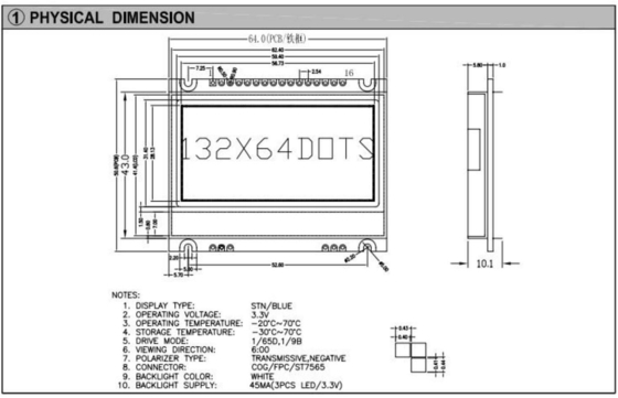 160*32 Grafische LCD-module STN Positieve 6H Werktemperatuur met achterlicht Industrial Display