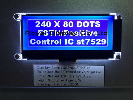240*80 FSTN Graphic 6H ST75256 Super Wide Temperature Industrial Display met pcb lcd module