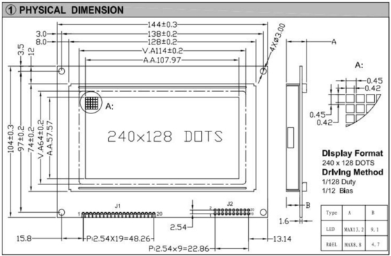 240*128 Grafische FSTN LCD-module met PCB T6963C breedtemperatuur industrieel display