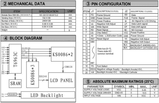 240*180 Grafische FSTN-LCD-module met achtergrondverlichting, breed temperatuurscherm