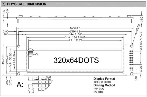 320*64 Stn Grafische LCD-module Grote grootte LC7981 Industrieel display met achtergrondverlichting