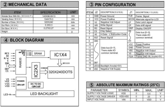 320*240 FSTN Grafische LCD-module RA8835 6H Industrial Display met grote temperatuur