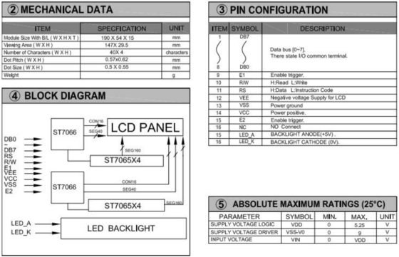 40*4 tekens LCD-module Grote grootte met achtergrondverlichting Breed temperatuur industrieel display