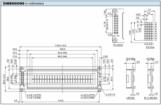 24*2 tekens LCD-module STN grijs geel blauw groen breed temperatuur industrieel display