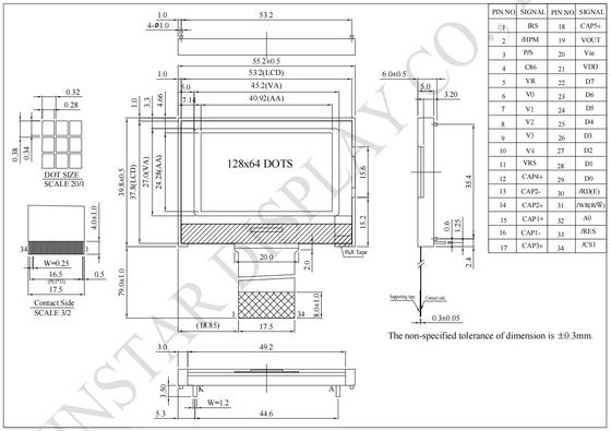 128 * 64 monochroom grafisch breed temperatuur ST7567P aanpasbaar Winstar vervangen LCD module