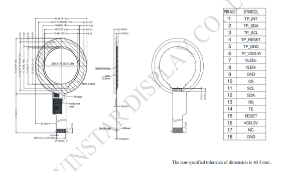 1.28' rond scherm 240*RGB*240 TFT SPI interface LCD-module met aanraak