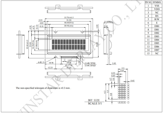 1.6' 12*2 karakter Monochroom OLED LCD module Winstar Vervangen
