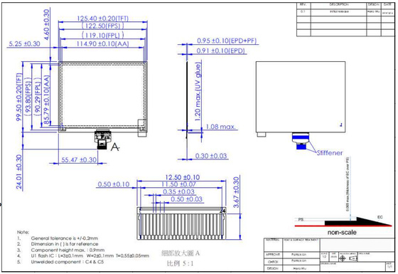 5.65'7 Kleur EPD 600*448 Reflectief E-papier Display EPD-Module Originele