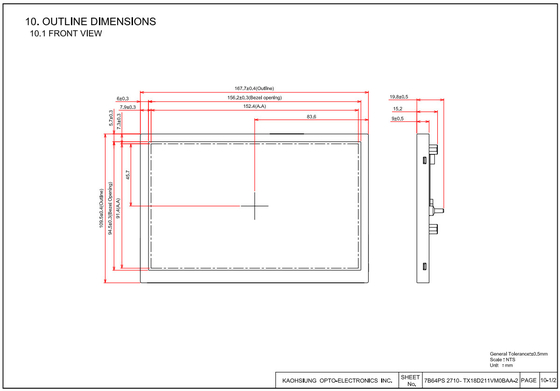 7' WVGA Ltps 800*480 IPS TFT Wide Temperature LCD Module Jdi gemaakt