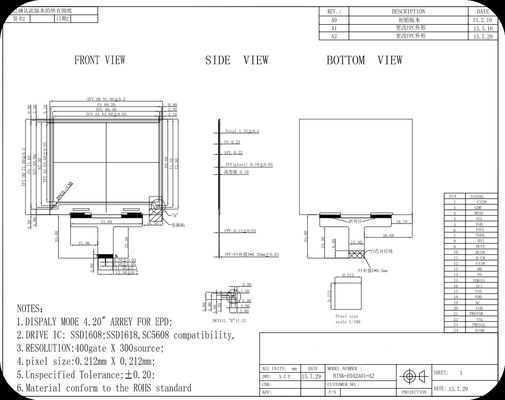 HINK 4.2' 400*300 SSD1608 MCU interface e-papier display EPD